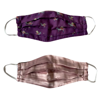 Cubrebocas estampado  Unicornios +Rosa