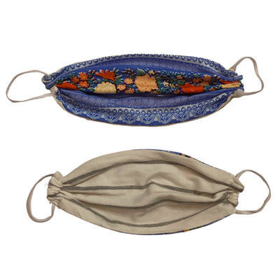 Cubrebocas estampado  Flores + Rayas