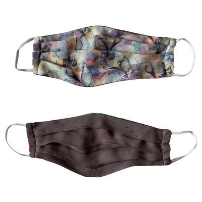 Cubrebocas estampado  Pájaros + Gris manchado